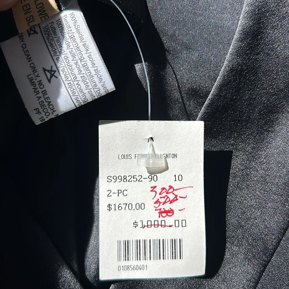 NWT Louis Féraud 100% silk black button up tie front satin trimmed blazer - Picture 9 of 9